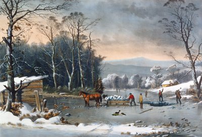 Winter in the Country, Getting Ice, pub. by Currier and Ives, New York by George Henry Durrie